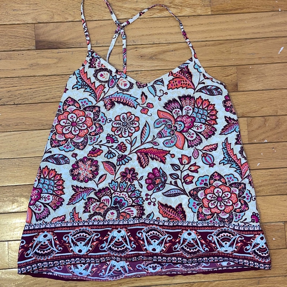 Hollister Floral Tank Top, Adjustable Straps, Polyester